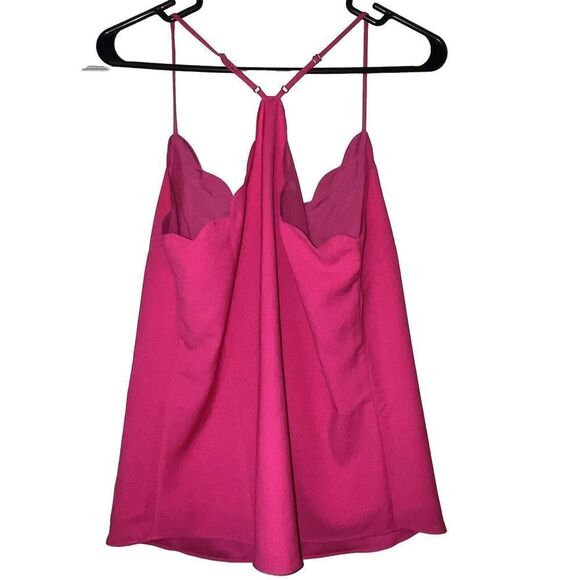 J. Crew Scallop Trim Blouse Women’s Sz 6 Adjustable Tank Hot Pink BarbieCore - Picture 6 of 9